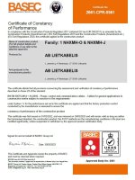 BASEC Sertifikatas 2261-CPR-0561 Eksploatacinių savybių pastovumo sertifikatas